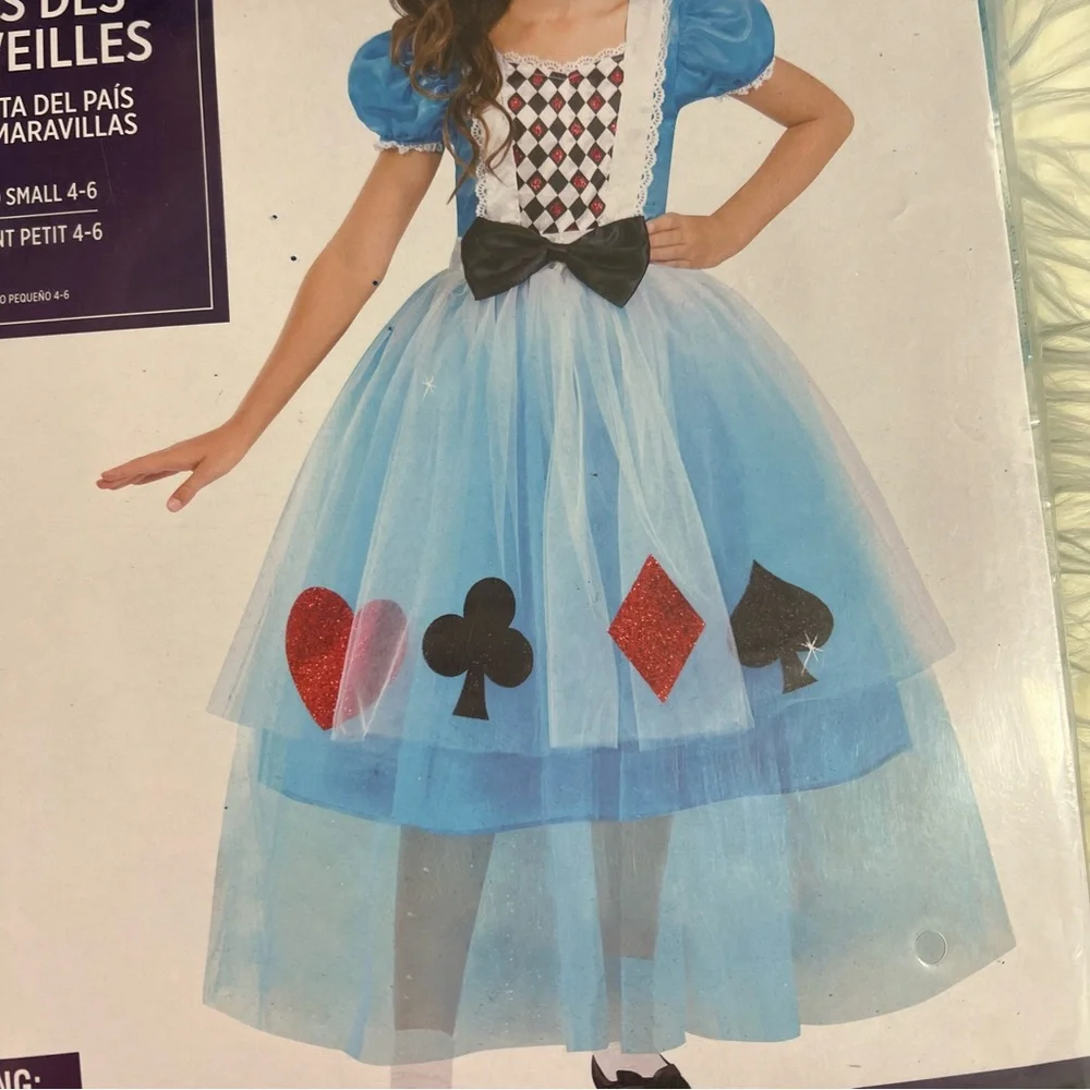 Alice In Wonderland costume dress child S 4-6 NEW Halloween Miss Wonderland